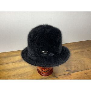 Vintage 90s Kangol Angora Furgora Jodie Bucket Hat Black Fuzzy